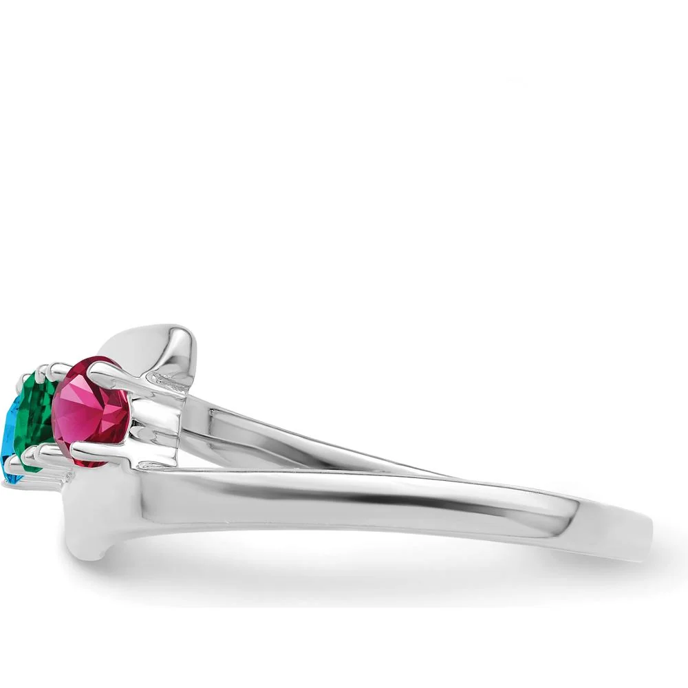 14K White Gold Polished 3-Stone Ring Mounting for Custom Gemstones - Size 7 by Monteluci Fine Jewelry - Image 4