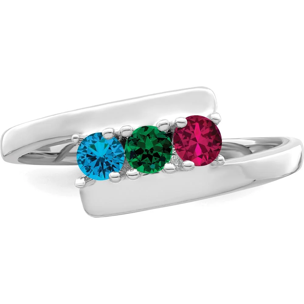 14K White Gold Polished 3-Stone Ring Mounting for Custom Gemstones - Size 7 by Monteluci Fine Jewelry - Image 5