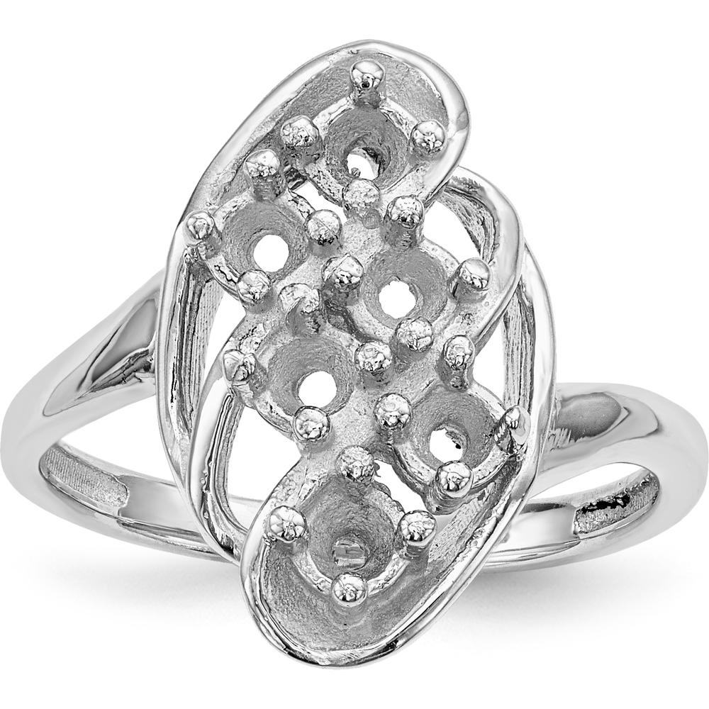 14K White Gold Polished 6-Stone Mother's Ring Mounting with Custom Gemstone Setting - Size 7 by Monteluci Fine Jewelry - Image 8