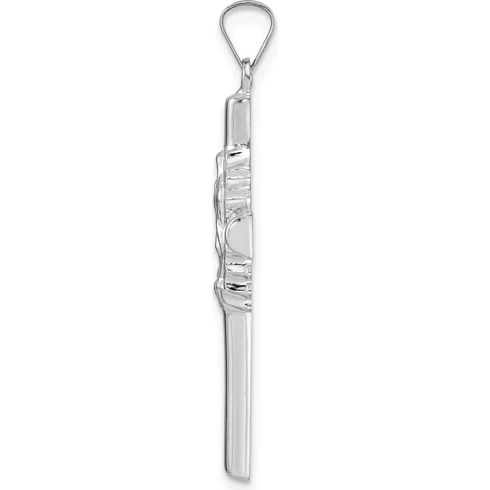 14K White Gold Polished and Satin Hollow Cross Pendant with Our Lady of Guadalupe - 36.7mm Length by Oro Pregiato - Image 2