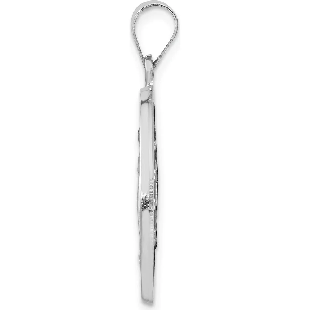 14K White Gold Polished and Satin Hollow Miraculous Medal Round Pendant - 30mm Length by Oro Pregiato - Image 2