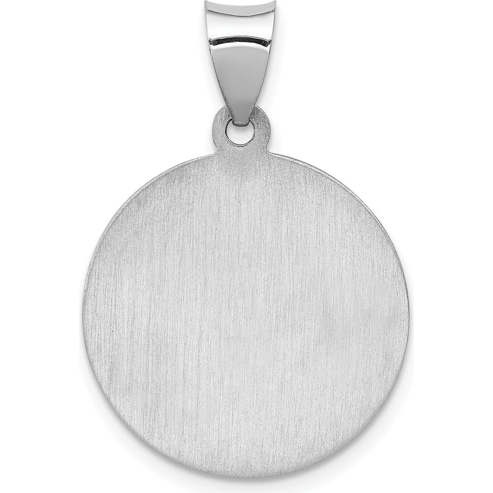 14K White Gold Polished and Satin Hollow St. Anthony Medal Pendant - 28mm Length by Oro Pregiato - Image 4