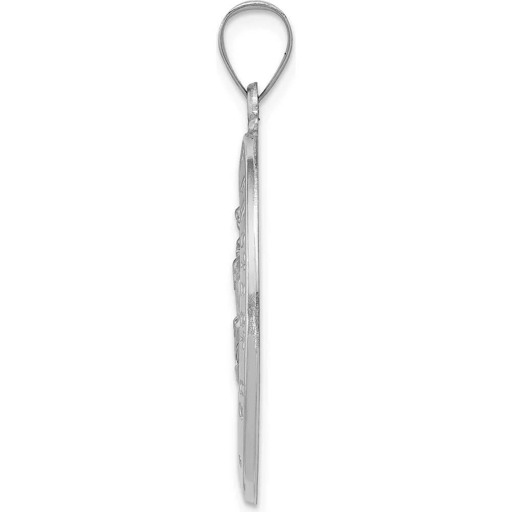 14K White Gold Polished and Satin Hollow St. Christopher Medal Pendant - 36mm by Oro Pregiato - Image 2