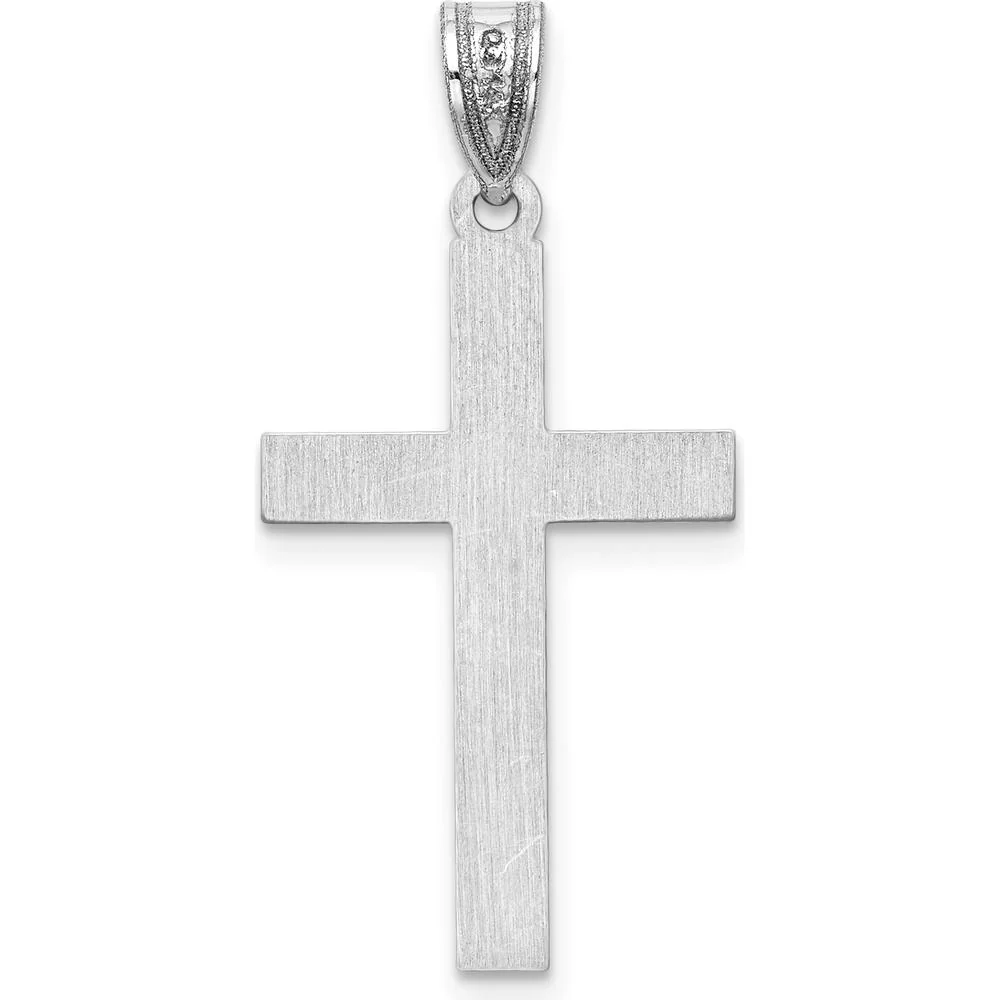 14K White Gold Polished Cross Pendant - 30mm Length by Oro Pregiato - Image 4