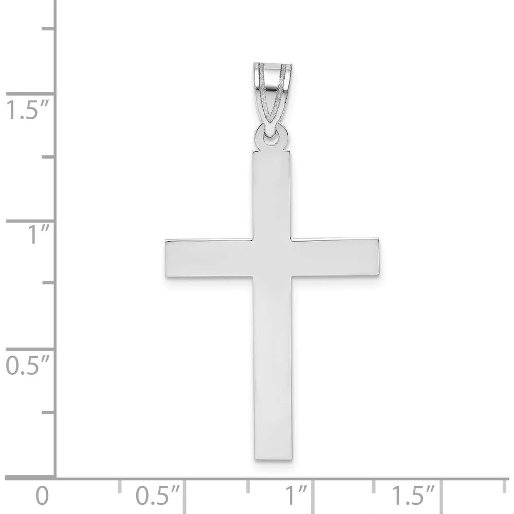 14K White Gold Polished Cross Pendant with Rhodium Plating - Timeless Faith Jewelry by Oro Pregiato - Image 3