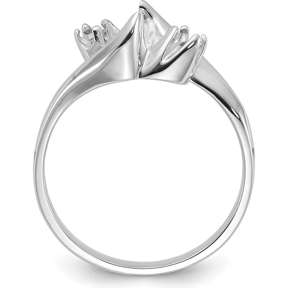 14K White Gold Polished Diamond & Pearl Ring Mounting with Rhodium Plating - 9mm Top Length - Size 6 by Monteluci Fine Jewelry - Image 2