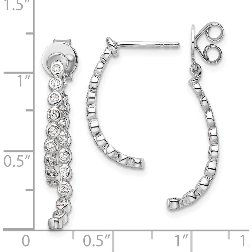 14K White Gold Polished Diamond Front and Back Dangle Earrings - 0.40 Carats Total Diamond Weight by Oro Pregiato - Image 3