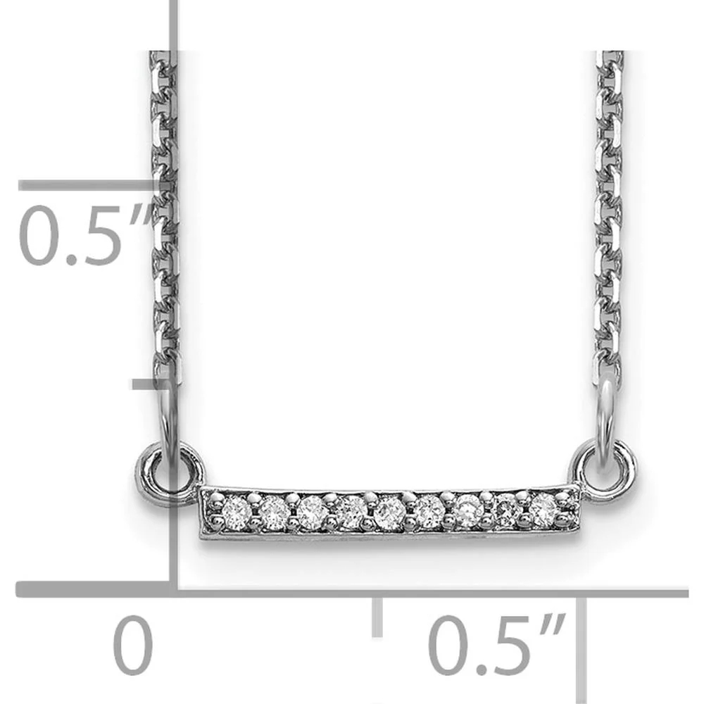 14K White Gold Polished Diamond Tiny Bar Necklace with 9 Round Faceted Diamonds - 1/20 Carat Total Diamond Weight by Oro Pregiato - Image 5