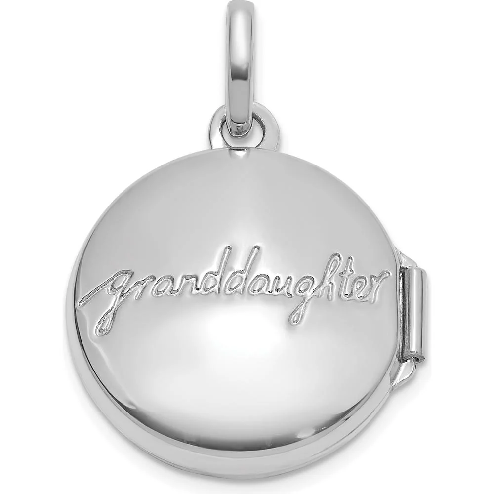 14K White Gold Polished Floral Reversible Locket - Holds 2-13.25mm Round Photos by Oro Pregiato - Image 2