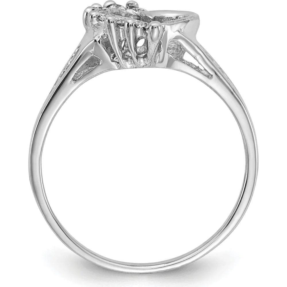 14K White Gold Polished Heart Ring Mounting with Round Diamond Prong Settings - .20 Carat Total Diamond Weight - Size 6 by Oro Pregiato - Image 2