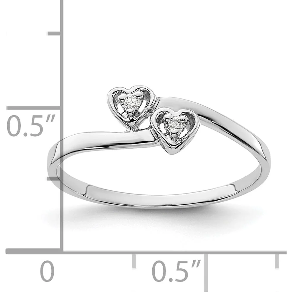 14K White Gold Polished Heart Ring with Round Diamonds - 0.02 Carat Total Diamond Weight - Size 6 by Monteluci Fine Jewelry - Image 4