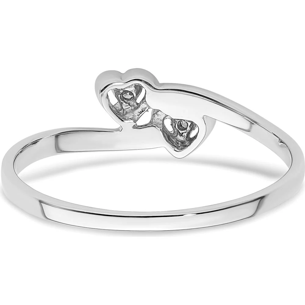 14K White Gold Polished Heart Ring with Round Diamonds - 0.02 Carat Total Diamond Weight - Size 6 by Monteluci Fine Jewelry - Image 6