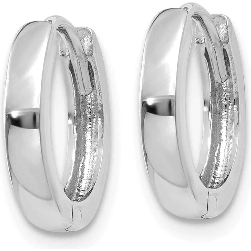 14K White Gold Polished Hinged Hoop Earrings - Elegant and Timeless Design by Oro Pregiato - Image 2