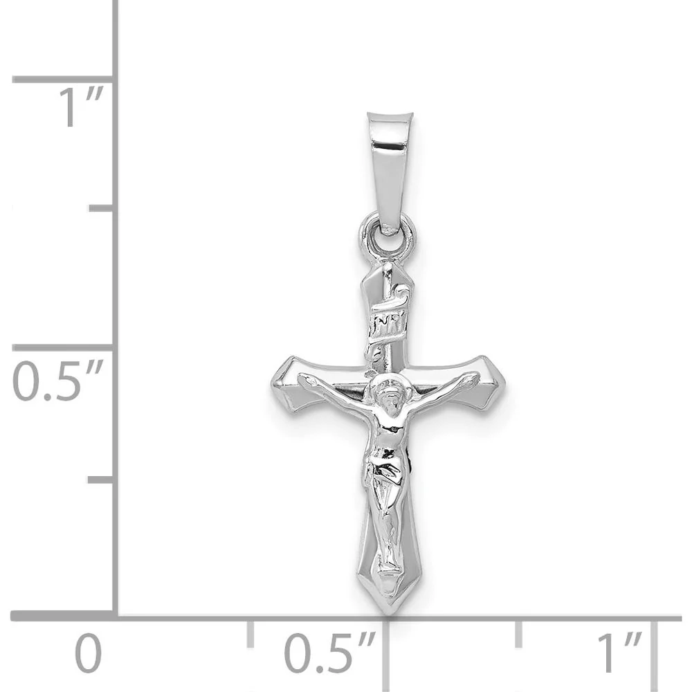 14K White Gold Polished INRI Crucifix Pendant - 24mm Length, Rhodium-Plated Finish by Oro Pregiato - Image 4