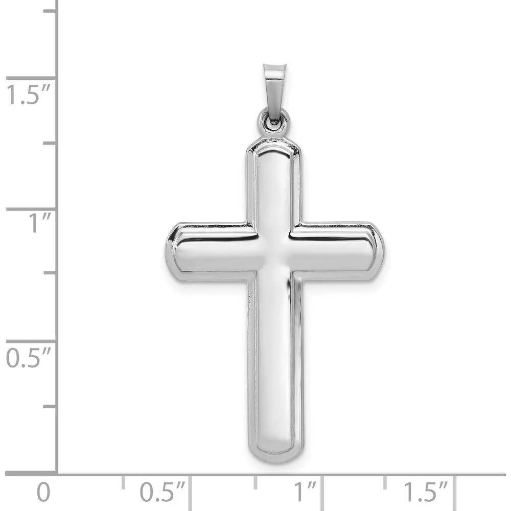 14K White Gold Polished Latin Cross Pendant - 35.01mm Length, 21.65mm Width by Oro Pregiato - Image 4