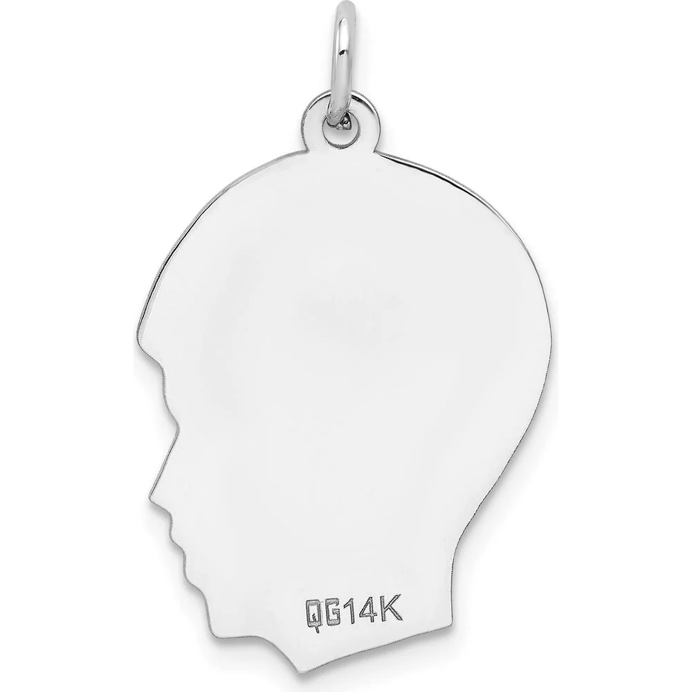 14K White Gold Polished Medium Boy Charm with Engraving Option by Oro Pregiato - Image 3
