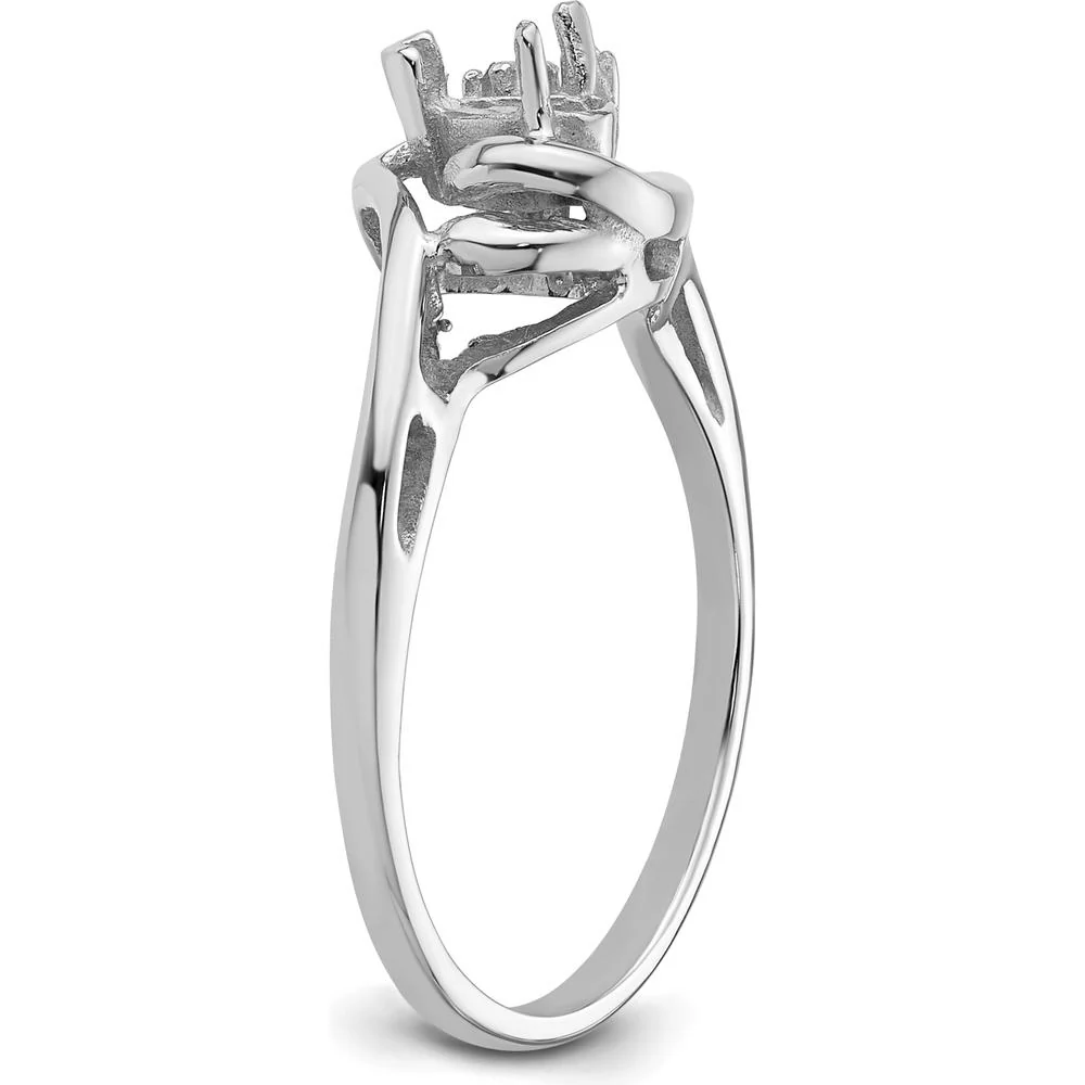 14K White Gold Polished Mounting for 5x3mm Pear Gemstone Ring - Size 6 by Monteluci Fine Jewelry - Image 4