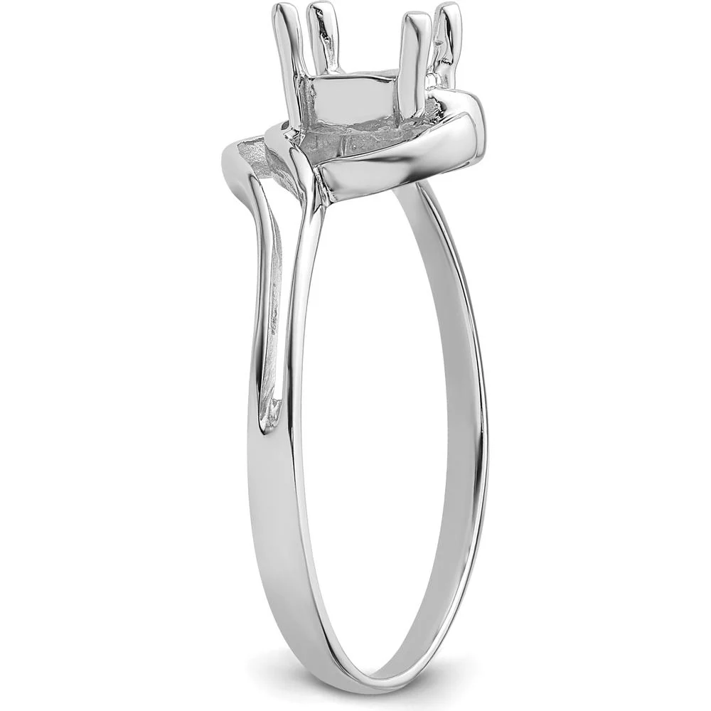 14K White Gold Polished Oval Gemstone Ring Mounting - 7x5 Oval - Size 6 by Monteluci Fine Jewelry - Image 4