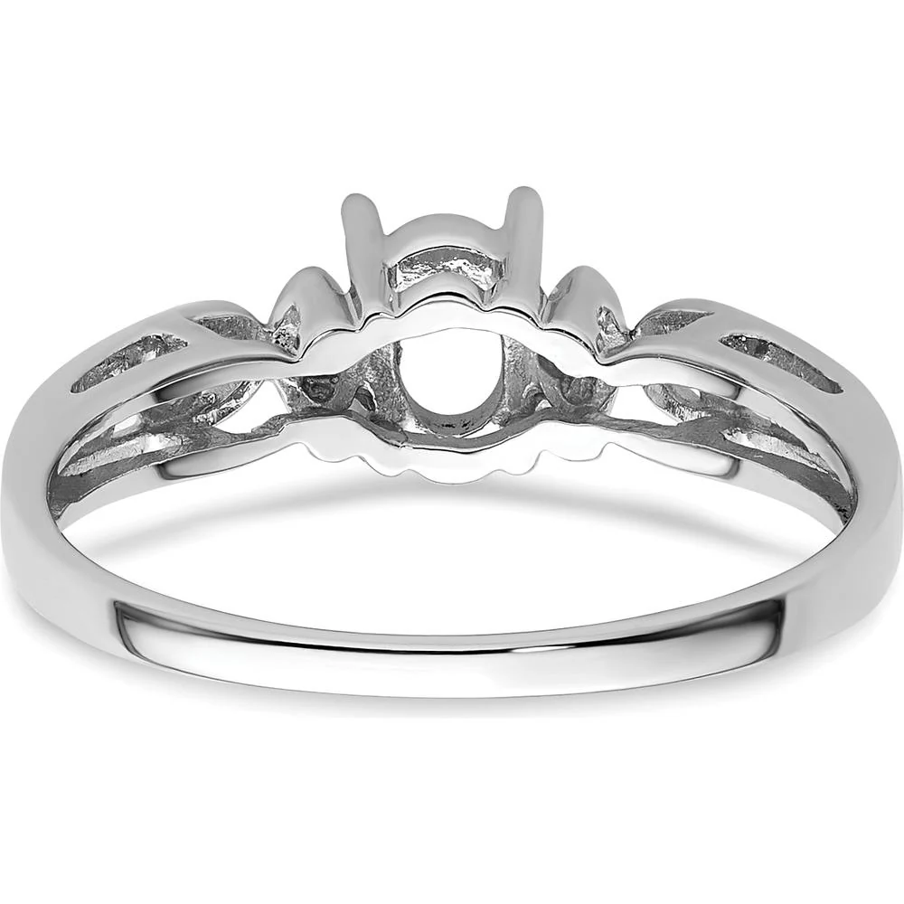 14K White Gold Polished Oval Gemstone Ring Mounting for 6x4 Gemstone - Size 6 by Monteluci Fine Jewelry - Image 3