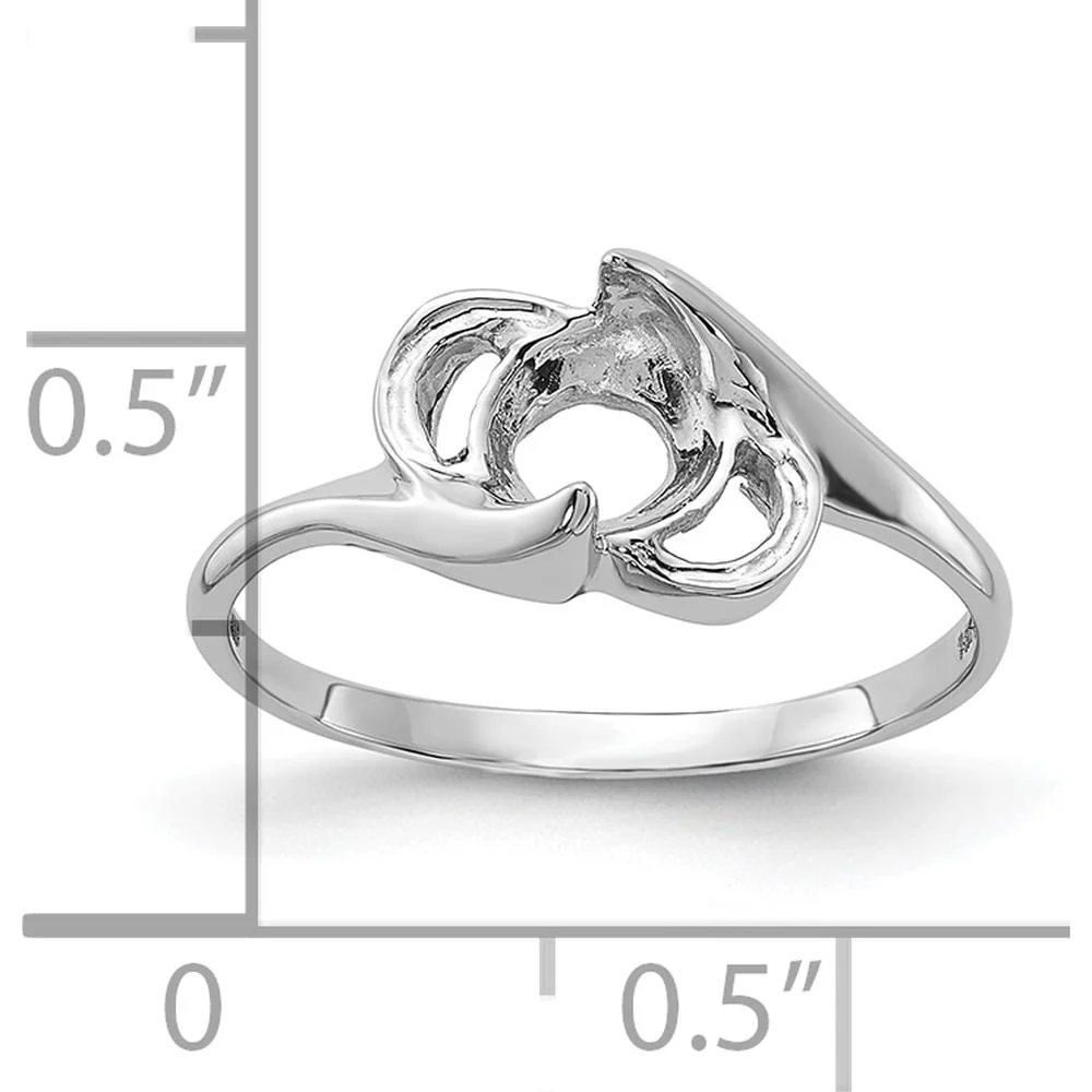 14K White Gold Polished Pearl Ring Mounting - Elegant Rhodium-Plated Design for Custom Creations - Size 6 by Monteluci Fine Jewelry - Image 3
