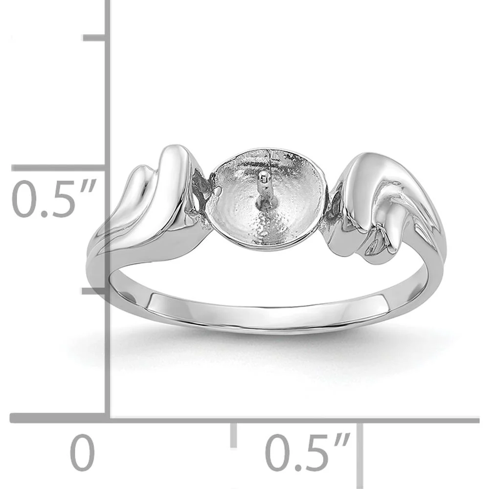 14K White Gold Polished Pearl Ring Mounting - Rhodium Plated, Tapered Band Design - Size 6 by Monteluci Fine Jewelry - Image 3