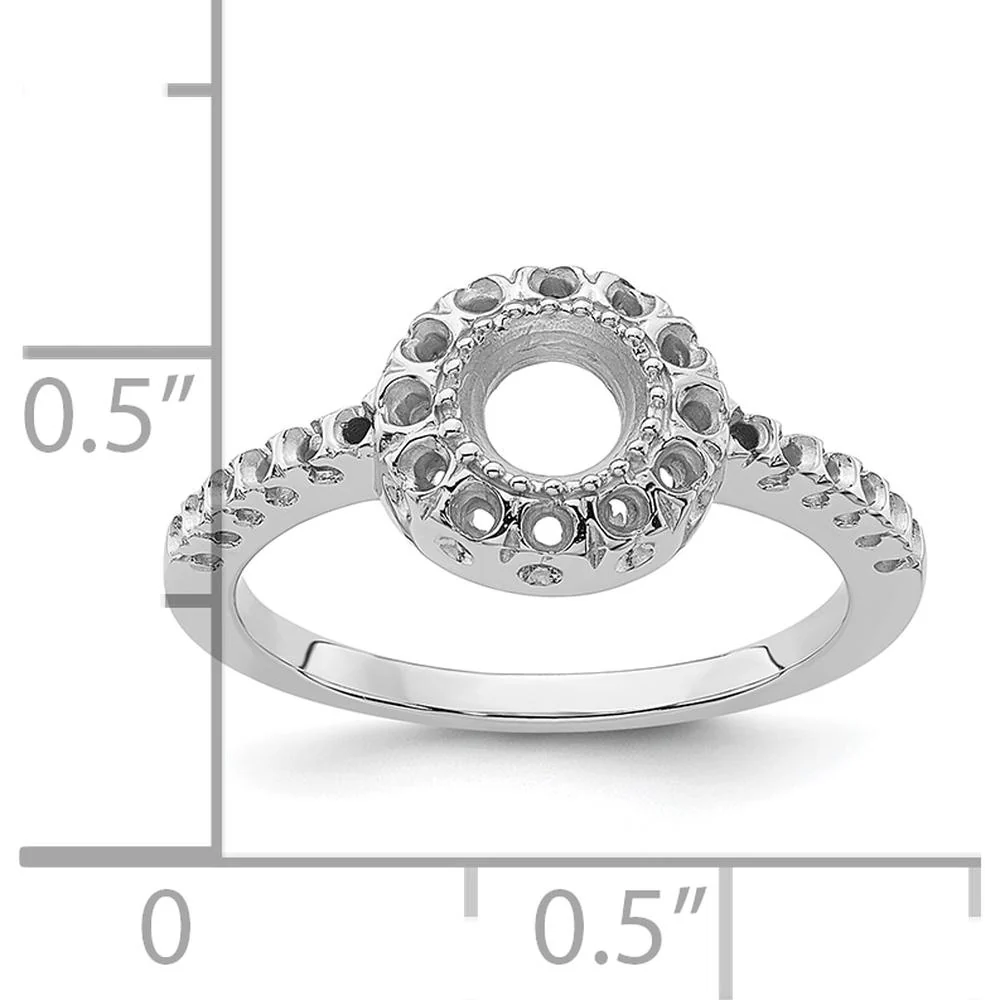 14K White Gold Polished Ring Mounting for 5mm Round Gemstone with Rhodium Plating - Size 6 by Monteluci Fine Jewelry - Image 5