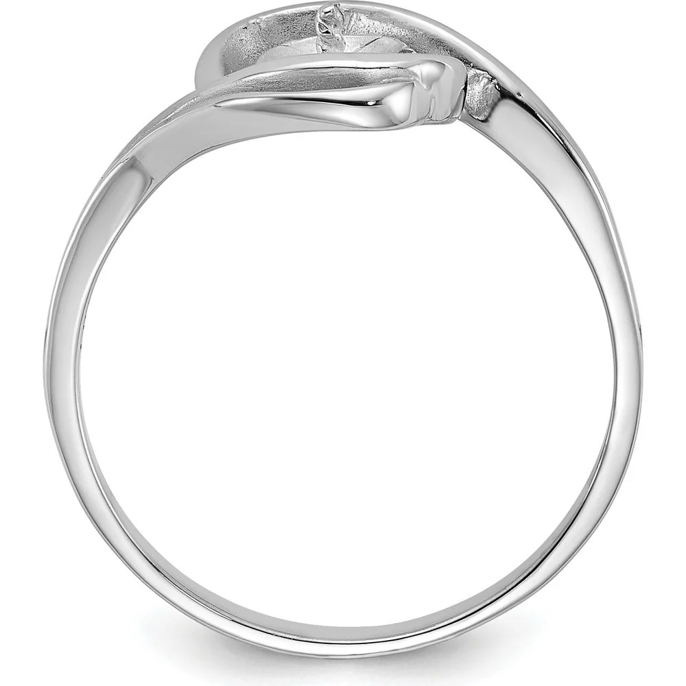 14K White Gold Polished Ring Mounting for Custom Pearl or Gemstone - Rhodium Finish - Size 6 by Monteluci Fine Jewelry - Image 2