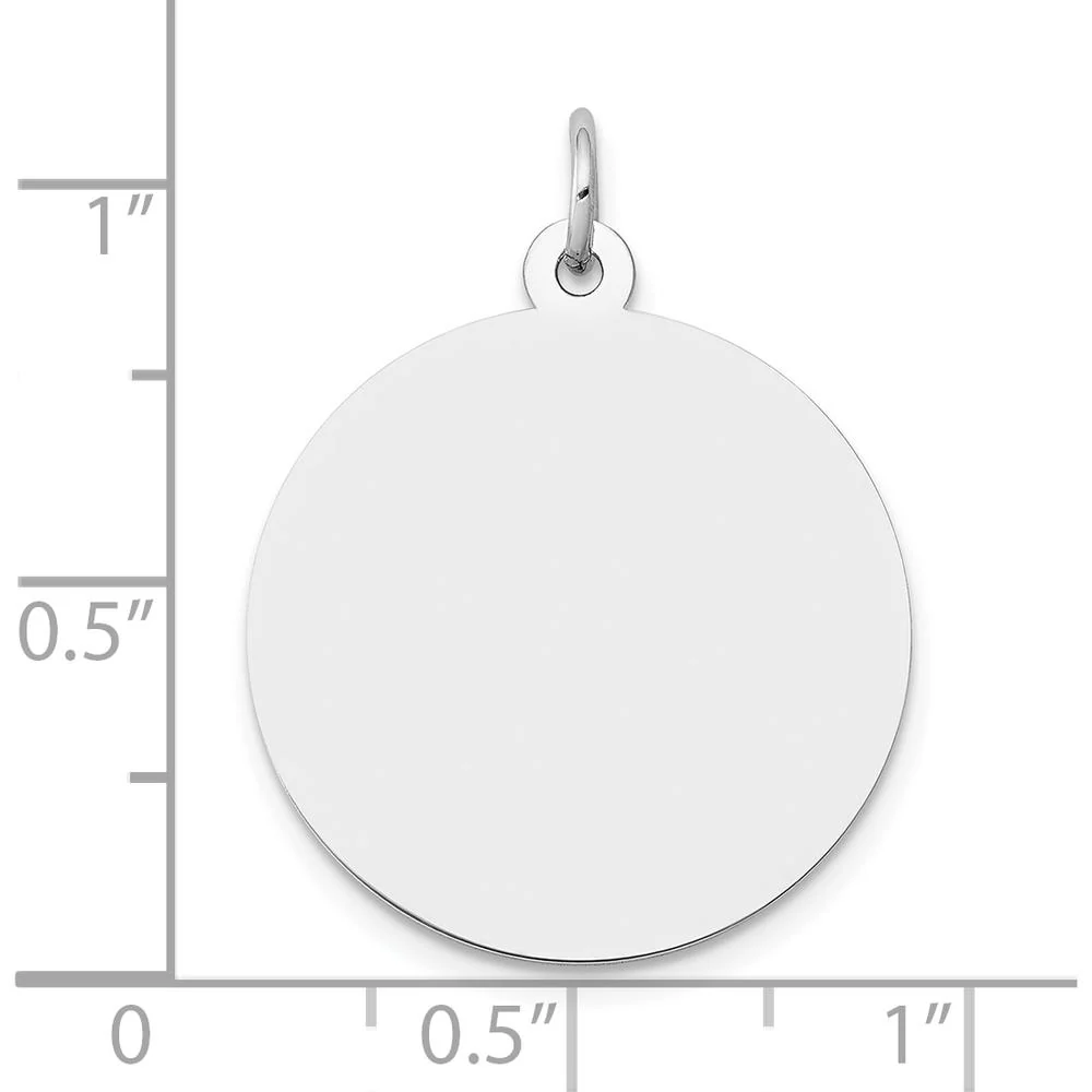 14K White Gold Polished Round Disc Charm - Engravable Personalized Pendant by Oro Pregiato - Image 4