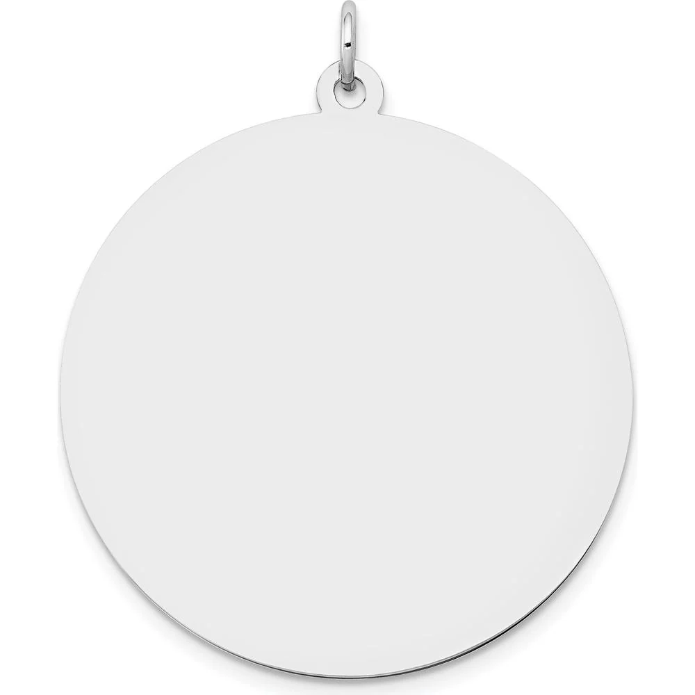 14K White Gold Polished Round Disc Charm Pendant - Engravable by Oro Pregiato