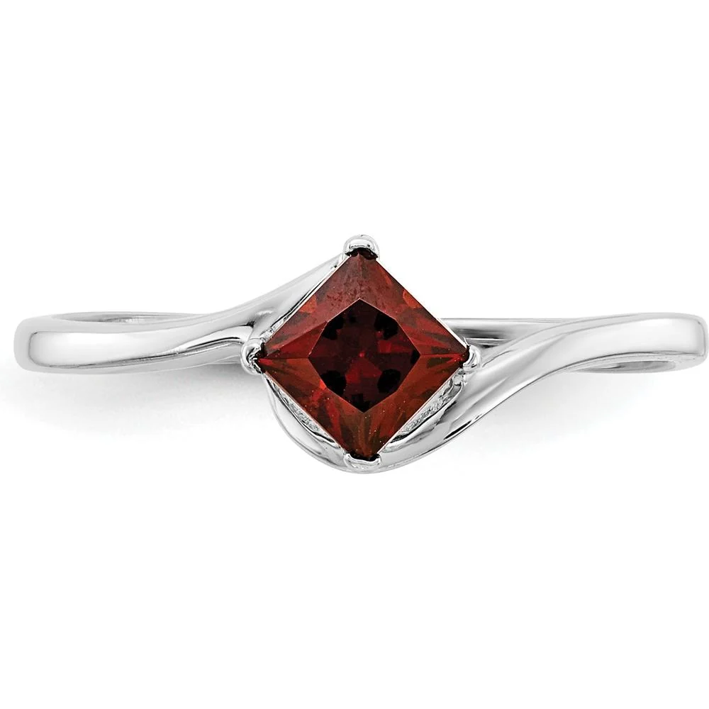 14K White Gold Princess Cut Garnet Ring - 0.50 Carat Total Gemstone Weight - Size 6 by Monteluci Fine Jewelry - Image 5