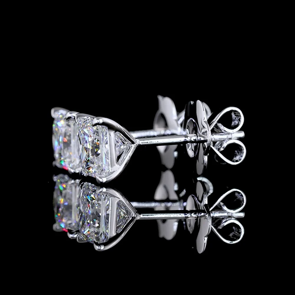 14K White Gold Princess Cut Lab Diamond Stud Earrings - 1.58 Carat Total Diamond Weight, E-F Color VS Clarity - Covaloro Fine Jewelry - Image 4