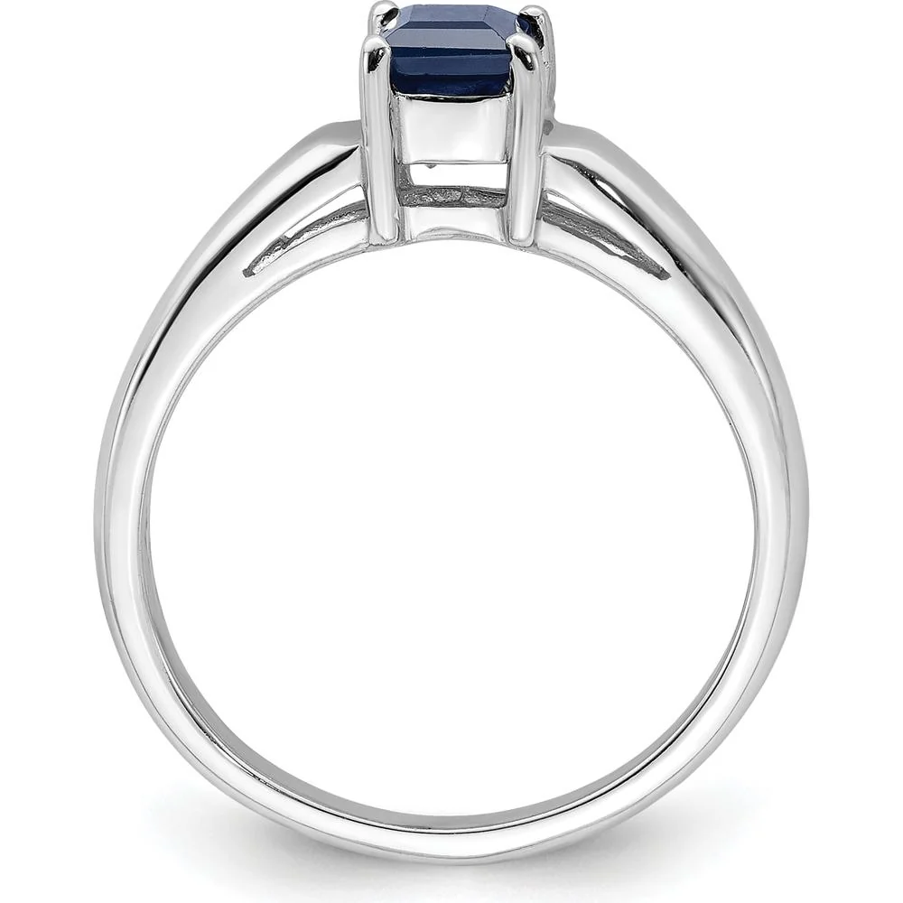14K White Gold Princess Cut Sapphire Ring - 0.48 Carat Blue Sapphire - Size 6 by Monteluci Fine Jewelry - Image 2
