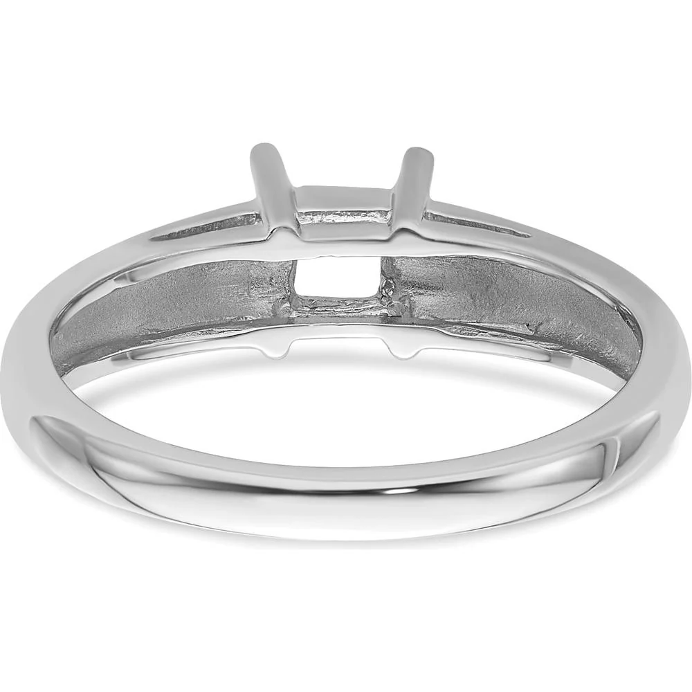 14K White Gold Princess Gemstone Ring Mounting - 4mm - Size 6 by Monteluci Fine Jewelry - Image 3