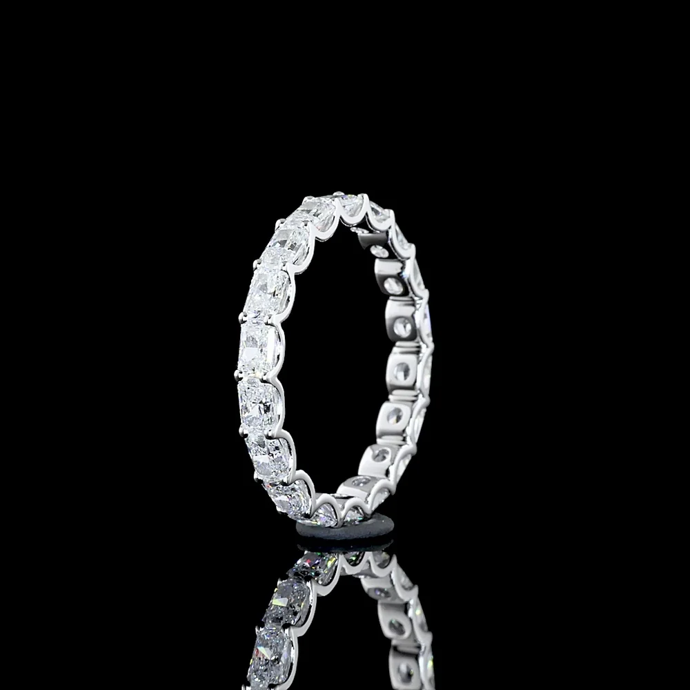 14K White Gold Radiant Cut Lab Diamond East West 3/4 Eternity Band - 2.01 Carat Total Weight, E-F Color VS2 Clarity - Covaloro Fine Jewelry