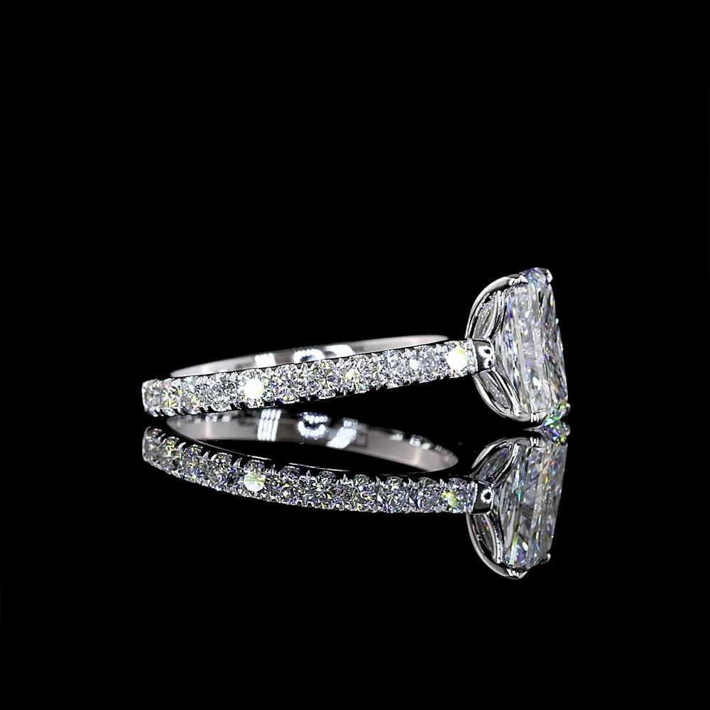14K White Gold Radiant Cut Lab Diamond Engagement Ring with 2.05 Carat Center Stone and Accented Shank - 2.73 Total Carat Weight, IGI Certified - Covaloro Fine Jewelry - Image 2