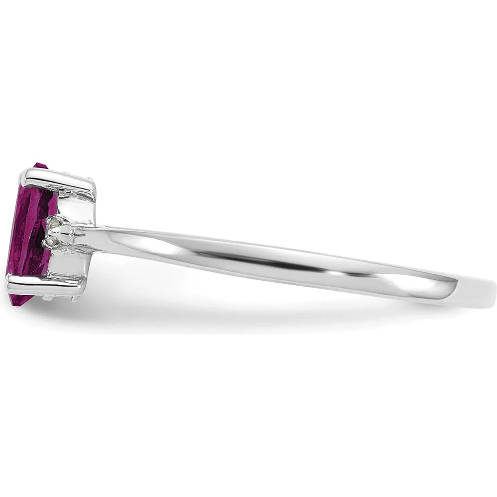 14K White Gold Rhodolite Garnet & Diamond Birthstone Ring - 0.57 Carat Total Garnet Weight - Size 6 by Oro Pregiato - Image 4