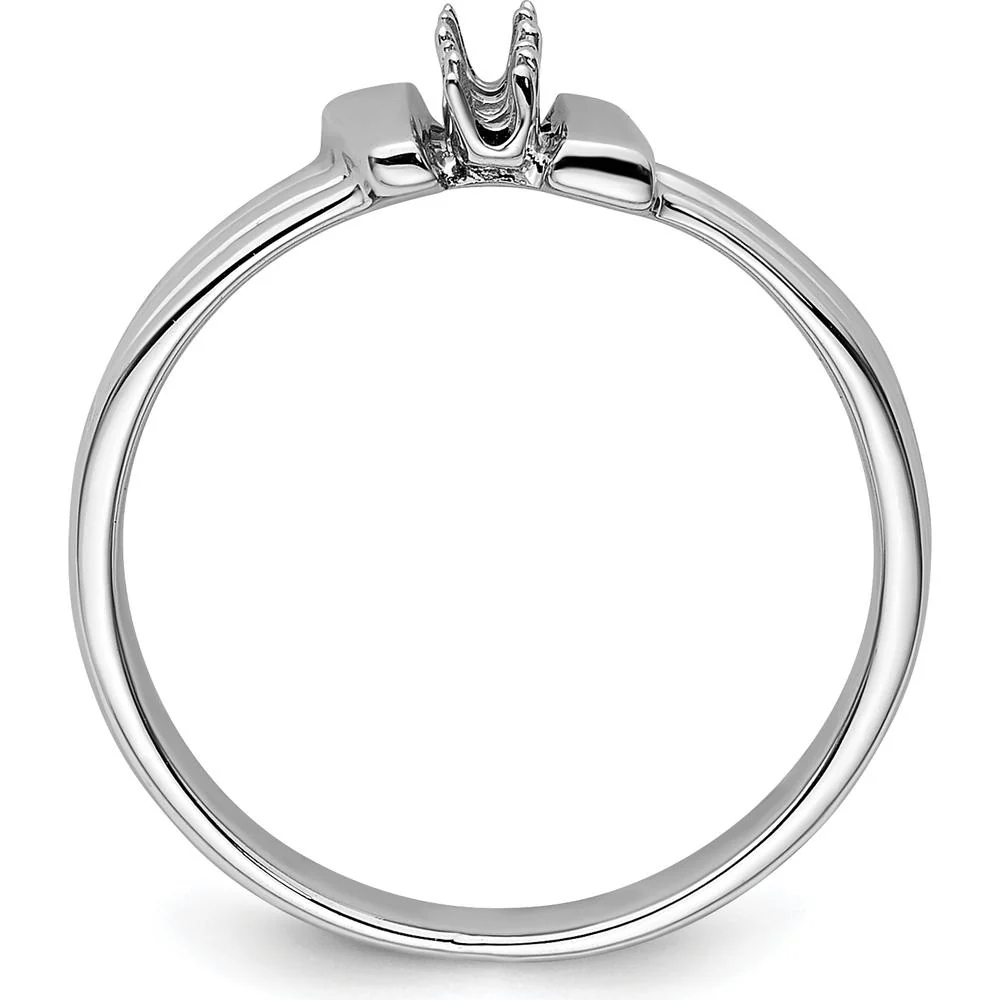 14K White Gold Ring Mounting with Three Round Side Stone Settings - 2.1mm Each - Size 5 by Oro Pregiato - Image 2