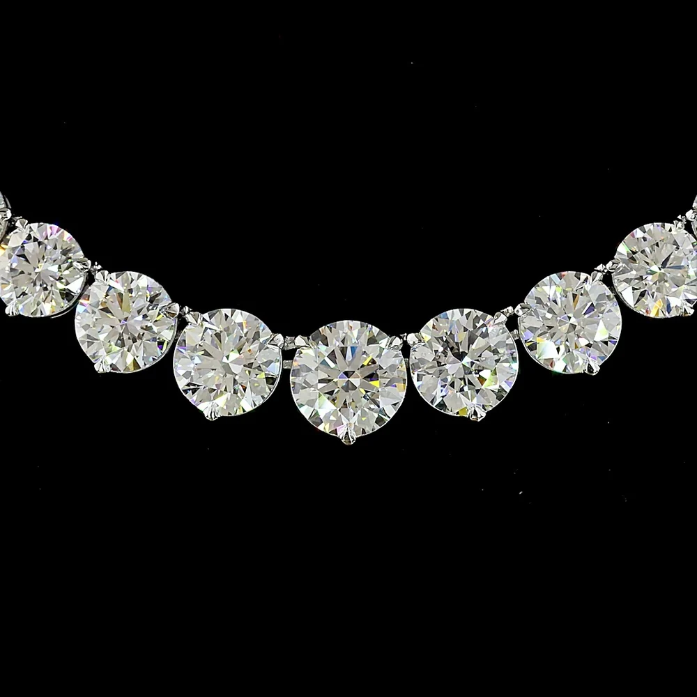 14K White Gold Riviera Necklace with 107 Graduated Round Lab Diamonds - D VS1, 25.1 Carat Total Weight - Covaloro Fine Jewelry - Image 2