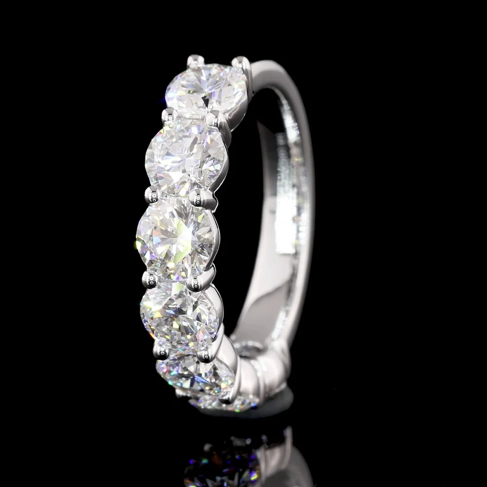 14K White Gold Round Brilliant Cut Lab Diamond Half Eternity Band - 1.94 Total Carat Weight, E-F VS1 - Covaloro Fine Jewelry - Image 2