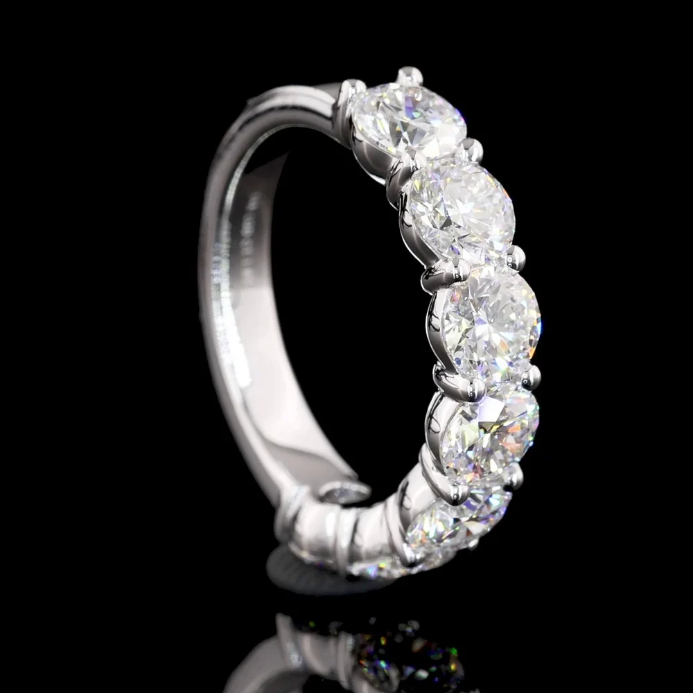 14K White Gold Round Brilliant Cut Lab Diamond Half Eternity Band - 1.94 Total Carat Weight, E-F VS1 - Covaloro Fine Jewelry - Image 4