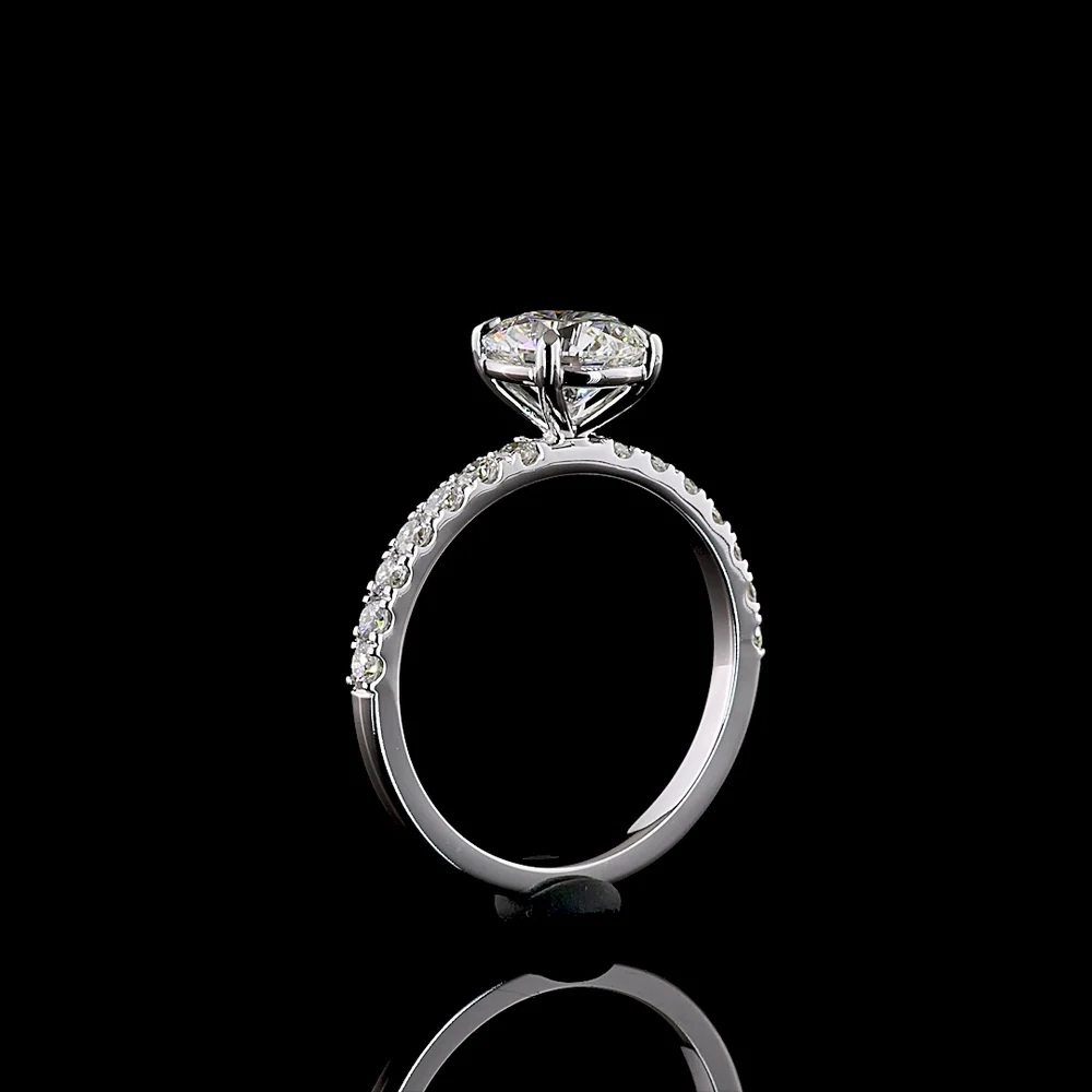14K White Gold Round Brilliant Cut Lab Diamond Solitaire Shank Ring - 1.94 Carat Total Weight (1.51 Carat Center D VVS2 with 0.43 Carat Accent Stones), IGI Certified - Covaloro Fine Jewelry - Image 4