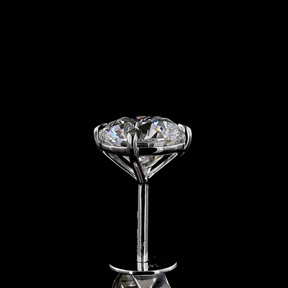 14K White Gold Round Brilliant Cut Lab Diamond Stud Earrings - 2.52 Carat Total Weight, E-F Color, VS1 Clarity - Covaloro Fine Jewelry - Image 4