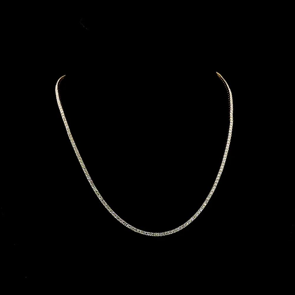 14K White Gold Round Brilliant Cut Tennis Necklace with 200 Lab-Grown Diamonds - 5.62 Carat Total Weight, E-F Color VS1 Clarity - Covaloro Fine Jewelry