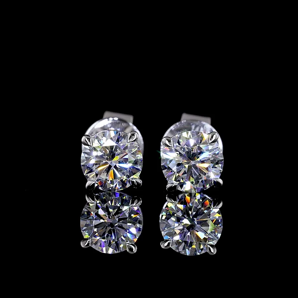 14K White Gold Round Brilliant Lab Diamond Stud Earrings - 0.79 Carat Total Weight (E-F Color, VS2 Clarity) - Covaloro Fine Jewelry - Image 2