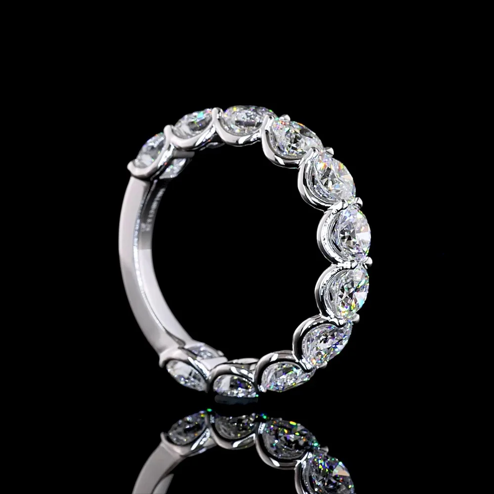 14K White Gold Round Cut Lab Diamond U-Prong Eternity Band - 3.29 Carat Total Diamond Weight - Covaloro Fine Jewelry - Image 3