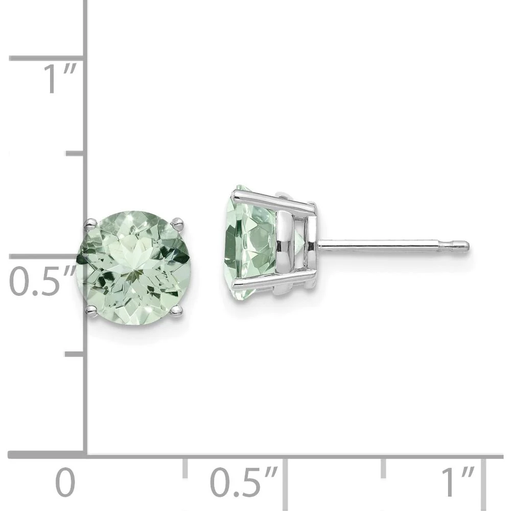 14K White Gold Round Green Quartz Stud Earrings - 1.25 Carat Total Gem Weight by Monteluci Fine Jewelry - Image 4