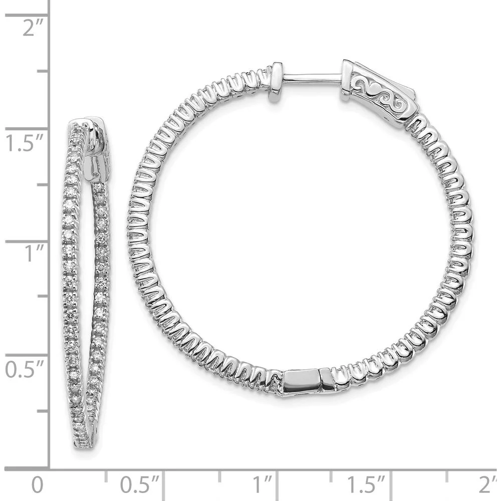 14K White Gold Round Hoop Earrings with 100 Prong Set Mountings by Monteluci Fine Jewelry - Image 2