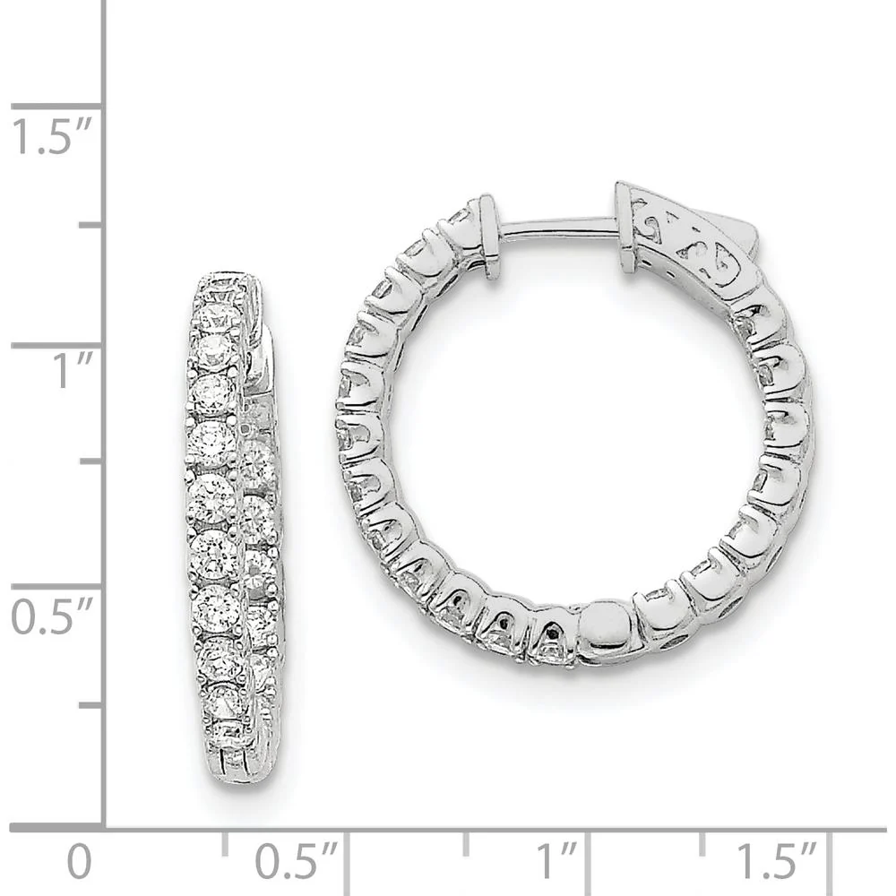 14K White Gold Round Hoop Earrings with Prong-Set Round Diamonds - 1.15 Carat Total Diamond Weight by Monteluci Fine Jewelry - Image 2