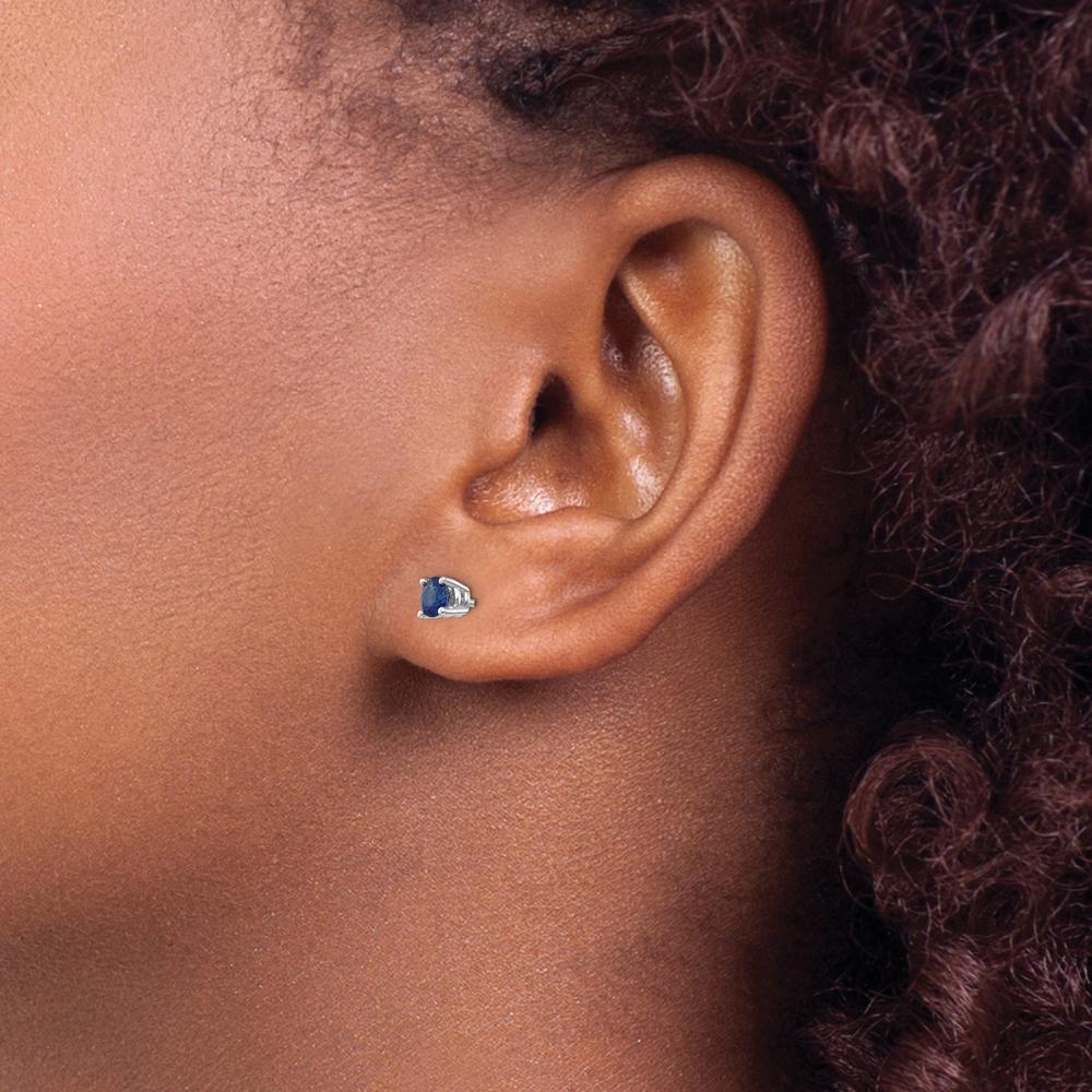14K White Gold Round Sapphire Stud Earrings - 0.35 Carat Total Sapphire Weight by Monteluci Fine Jewelry - Image 3