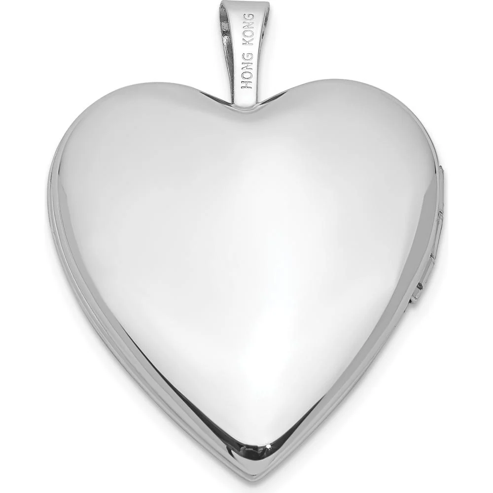 14K White Gold Satin and Diamond-Cut Cross Heart Locket with Diamond Accent - 0.010 Carat Total Diamond Weight by Monteluci Fine Jewelry - Image 3